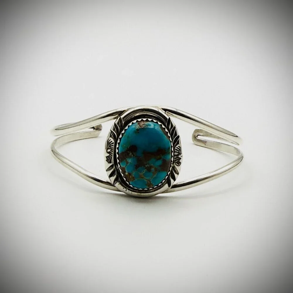 Navajo Turquoise Cuff — Sterling, 6.25